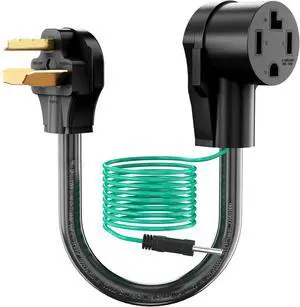CircleCord Dryer Adapter 4 Prong to 3 Prong, 4P Newer to 3P Older House, Convert Cord NEMA 10-30P Plug to 14-30R Receptacle, 10 AWG STW 1.5FT With Safety Ground Wire, ETL Listed CircleCord Dryer Adapter 4 Prong to 3 Prong, 4P Newer to 3P Older House, Convert Cord NEMA 10-30P Plug to 14-30R Receptacle, 10 AWG STW 1.5FT With Safety Ground Wire, ETL Listed