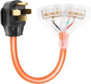 50 Amp to 110V 20 Amp RV Adapter Cord, 4 Prong NEMA 14-50P Male Plug to 4X 5-15/20R Household Outlet Female Connectors Adapter Cord with Dust Protection Caps, 1.5 FT 50 Amp to 110V 20 Amp RV Adapter Cord, 4 Prong NEMA 14-50P Male Plug to 4X 5-15/20R Household Outlet Female Connectors Adapter Cord with Dust Protection Caps, 1.5 FT
