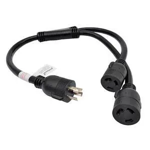 Parkworld 886160 Splitter for PDU, 30 AMP Y Adapter Cord 3-Prong Twist Lock L6-30 Male Plug to (2) L6-30 Female Dual Receptacle, 10 Gauge Parkworld 886160 Splitter for PDU, 30 AMP Y Adapter Cord 3-Prong Twist Lock L6-30 Male Plug to (2) L6-30 Female Dual Receptacle, 10 Gauge