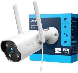GNCC 2K Outdoor Security Camera, 24/7 Recording, Plug-in, AI, White-1P | Plug-In, 9.85ft Cord, No Battery, AI Detect, 2-Way, IP65, Alexa, SD Free, Cloud Opt, 2.4G WiFi Only, Easy Install GNCC 2K Outdoor Security Camera, 24/7 Recording, Plug-in, AI, White-1P | Plug-In, 9.85ft Cord, No Battery, AI Detect, 2-Way, IP65, Alexa, SD Free, Cloud Opt, 2.4G WiFi Only, Easy Install