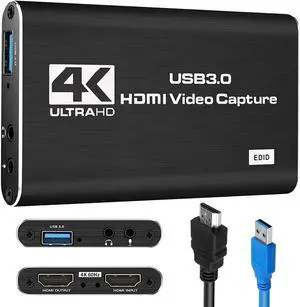 2024 Capture Card, 4K HDMI Audio Video Capture Card, USB 3.0 Capture Adapter 1080P 60FPS Video Recorder Device for Game Recording, Works for Nintendo Switch, Streaming Live,Support X-Box/OBS/Camera/PC 2024 Capture Card, 4K HDMI Audio Video Capture Card, USB 3.0 Capture Adapter 1080P 60FPS Video Recorder Device for Game Recording, Works for Nintendo Switch, Streaming Live,Support X-Box/OBS/Camera/PC