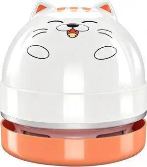 YUNYILAN Mini Desktop Vacuum Cleaner, Portable USB Vacuum Cleaner for Desk Mini Cute Cartoon Desktop Vacuum for Cleaning Eraser Crumbs, Dust, Crumbs, Computer, Keyboard and Car (White Orange) YUNYILAN Mini Desktop Vacuum Cleaner, Portable USB Vacuum Cleaner for Desk Mini Cute Cartoon Desktop Vacuum for Cleaning Eraser Crumbs, Dust, Crumbs, Computer, Keyboard and Car (White Orange)