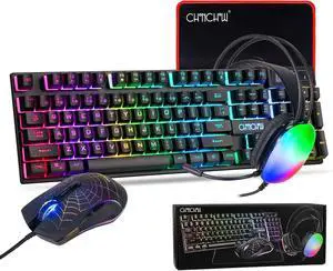 Gaming Keyboard and Mouse, Headset, Mouse Pad Combo, 10 RGB Backit Effects | USB Wired LED Backlit Gaming Mouse and Keyboard Bundle Headset with Mic, 4 in 1 Gaming Set for PC Laptop Xbox PS4 PS5 Gamer Gaming Keyboard and Mouse, Headset, Mouse Pad Combo, 10 RGB Backit Effects | USB Wired LED Backlit Gaming Mouse and Keyboard Bundle Headset with Mic, 4 in 1 Gaming Set for PC Laptop Xbox PS4 PS5 Gamer