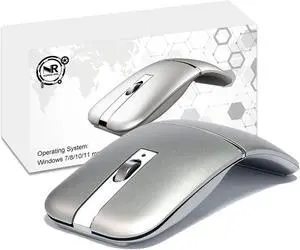 Foldable Arc Wireless Mouse Silent Click Bluetooth 5.3 and 2.4GHz | Dual Modes Portable Curved Mouse for Home, Office, Travel (Silver) Foldable Arc Wireless Mouse Silent Click Bluetooth 5.3 and 2.4GHz | Dual Modes Portable Curved Mouse for Home, Office, Travel (Silver)
