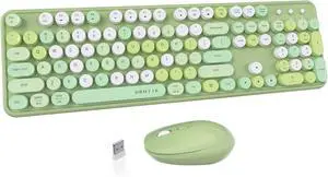 UBOTIE Colorful Wireless Keyboard and Mouse Combo (Green-Colorful) | Retro Typewriter Floating Full-Sized Keys Computer Keyboard with Optical Mouse, 2.4GHz USB Connection for Windows Mac UBOTIE Colorful Wireless Keyboard and Mouse Combo (Green-Colorful) | Retro Typewriter Floating Full-Sized Keys Computer Keyboard with Optical Mouse, 2.4GHz USB Connection for Windows Mac