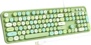 Atelus Computer Keyboard Wired, Typewriter Style, Plug Play USB Keyboard with Large Number Pad, Caps Indicators, Foldable Stands, Full Size Wired Keyboard for Windows PC Laptop (Green Colorful) Atelus Computer Keyboard Wired, Typewriter Style, Plug Play USB Keyboard with Large Number Pad, Caps Indicators, Foldable Stands, Full Size Wired Keyboard for Windows PC Laptop (Green Colorful)