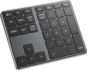 iClever Bluetooth Number Pad for Laptop, Aluminum Wireless Numeric Keypad | 2-Device Switching, Quiet Typing, USB-C Charging, 34-Key Portable Numpad for MacBook, iMac, Laptop, PC, Surface, Data Entry iClever Bluetooth Number Pad for Laptop, Aluminum Wireless Numeric Keypad | 2-Device Switching, Quiet Typing, USB-C Charging, 34-Key Portable Numpad for MacBook, iMac, Laptop, PC, Surface, Data Entry