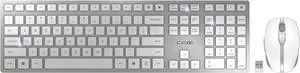 CHERRY DW 9100 Slim, Wireless Keyboard and Mouse Set, Bluetooth & 2.4 GHz RF Connection, Quiet Keys, Comfortable Writing, Rechargeable, QWERTY, Silver/White CHERRY DW 9100 Slim, Wireless Keyboard and Mouse Set, Bluetooth & 2.4 GHz RF Connection, Quiet Keys, Comfortable Writing, Rechargeable, QWERTY, Silver/White
