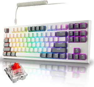 TECWARE Phantom+ Elite 87 Key RGB Mechanical Gaming Keyboard | 3 Mode Wireless Bluetooth 5.0 2.4GHz & USB C Wired | Hot Swappable 5 Pin | Double Shot PBT Keycaps | Wraith Red Switch - White TECWARE Phantom+ Elite 87 Key RGB Mechanical Gaming Keyboard | 3 Mode Wireless Bluetooth 5.0 2.4GHz & USB C Wired | Hot Swappable 5 Pin | Double Shot PBT Keycaps | Wraith Red Switch - White