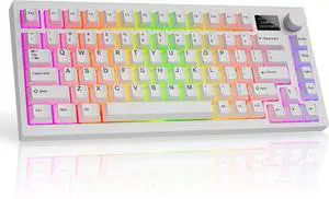 TECWARE Spectre 75% RGB Wireless White Mechanical Gaming Keyboard | Customizable LCD Screen | Tri-Mode Bluetooth | Gasket Mount | Hot Swappable Sockets | Creamy Thocky | Candy Red Linear Switches TECWARE Spectre 75% RGB Wireless White Mechanical Gaming Keyboard | Customizable LCD Screen | Tri-Mode Bluetooth | Gasket Mount | Hot Swappable Sockets | Creamy Thocky | Candy Red Linear Switches