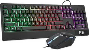 Rii Gaming Keyboard and Mouse Combo,104 Keys USB Wired Keyboard | RK400 RGB LED Backlit Mechanical Feeling Gaming Keyboard with Wrist Rest for PC/Laptop-Black Rii Gaming Keyboard and Mouse Combo,104 Keys USB Wired Keyboard | RK400 RGB LED Backlit Mechanical Feeling Gaming Keyboard with Wrist Rest for PC/Laptop-Black