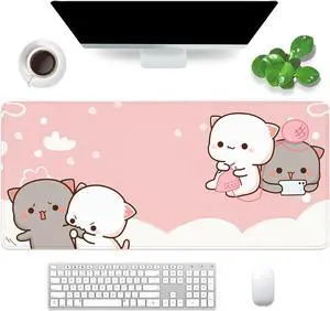 Pink Large Gaming Mouse Pad Kawaii Desk Pad XXL Cute Cat Mouse Mat 35x15.7x0.12 inch Desk Accessories (Pink Cat -2) Pink Large Gaming Mouse Pad Kawaii Desk Pad XXL Cute Cat Mouse Mat 35x15.7x0.12 inch Desk Accessories (Pink Cat -2)
