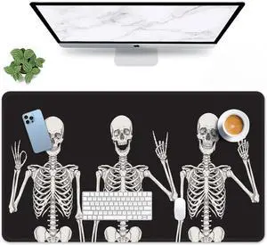 Large Gaming Mouse Pad Black Skull Non-Slip Desk Pad Keyboard and Mouse Desk Mat for Gamer, Office & Home, 31.5 x 15.7 in Large Gaming Mouse Pad Black Skull Non-Slip Desk Pad Keyboard and Mouse Desk Mat for Gamer, Office & Home, 31.5 x 15.7 in