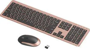 seenda Rechargeable Wireless Keyboard and Mouse Combo, Rose Gold & Black | Quiet, slim full-size keyboard with numpad, 2.4GHz USB receiver, USB-C charging, 3-level DPI mouse for Windows PCs/laptops seenda Rechargeable Wireless Keyboard and Mouse Combo, Rose Gold & Black | Quiet, slim full-size keyboard with numpad, 2.4GHz USB receiver, USB-C charging, 3-level DPI mouse for Windows PCs/laptops
