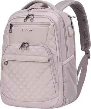 KROSER Travel Laptop Backpack 17 Inch Large Computer Backpack Dusty Pink | Water-Repellent Daypack, USB Charging Port, RFID Pockets, for Work/Business/College/Men/Women, Quilted KROSER Travel Laptop Backpack 17 Inch Large Computer Backpack Dusty Pink | Water-Repellent Daypack, USB Charging Port, RFID Pockets, for Work/Business/College/Men/Women, Quilted