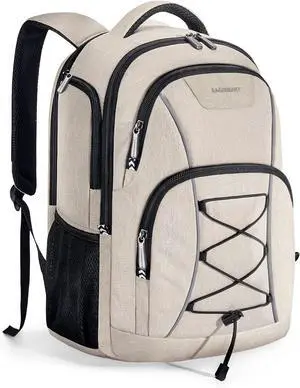 BAGSMART Unisex Laptop Backpack, 15.6-inch Anti-Theft, Water Resistant, with USB Charger Hole, Beige BAGSMART Unisex Laptop Backpack, 15.6-inch Anti-Theft, Water Resistant, with USB Charger Hole, Beige