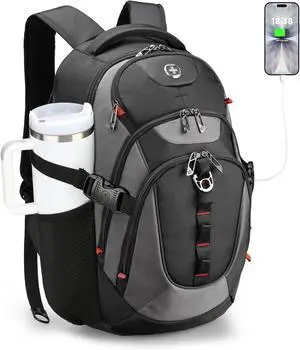 Swissdigital Design Laptop Backpack with USB Charging Port, Travel Backpack Fits 15.6 inches Computer, 31l College School Backpack for Men, Black/Grey | SD803-02 Swissdigital Design Laptop Backpack with USB Charging Port, Travel Backpack Fits 15.6 inches Computer, 31l College School Backpack for Men, Black/Grey | SD803-02