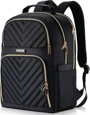 Laptop Backpack for Women, School Backpack for Teen Girls | 15.6 Inch Quilted Work Backpack Purse, Large Anti-theft Bookbag for Students, Casual Daypacks for Women, Black Laptop Backpack for Women, School Backpack for Teen Girls | 15.6 Inch Quilted Work Backpack Purse, Large Anti-theft Bookbag for Students, Casual Daypacks for Women, Black