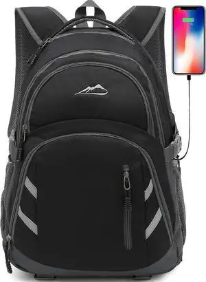 ProEtrade Extra Large Backpack Bookbag for College Laptop Travel, Fit Laptop Up to 17 inch with USB Charging Port Multi Compartment Anti theft, Gift for Women Men (Light Black) ProEtrade Extra Large Backpack Bookbag for College Laptop Travel, Fit Laptop Up to 17 inch with USB Charging Port Multi Compartment Anti theft, Gift for Women Men (Light Black)