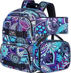 AGSDON Laptop Backpack, 17 Inch School Bag College Bookbag, Anti Theft Daypack Bags and Lunch Bag Set, Water Resistant Flowers Backpacks(Dk.purple AGSDON Laptop Backpack, 17 Inch School Bag College Bookbag, Anti Theft Daypack Bags and Lunch Bag Set, Water Resistant Flowers Backpacks(Dk.purple