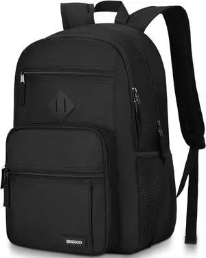 BIKROD Black Backpack for Men and Women, Backpack for School Teens Boys and Girls, Lightweight Casual High School Bookbag, Daily-use Travel Laptop Backpack Fits 15.6 Inch Notebook BIKROD Black Backpack for Men and Women, Backpack for School Teens Boys and Girls, Lightweight Casual High School Bookbag, Daily-use Travel Laptop Backpack Fits 15.6 Inch Notebook