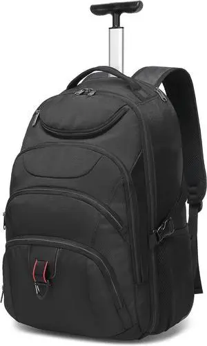 Boavan Rolling Backpack,17 inch Water Resistant Wheeled Backpack,Carry on Luggage Business Bag, Overnight College Computer Trolley Suitcase for Men Women Adults to TravelBlack Boavan Rolling Backpack,17 inch Water Resistant Wheeled Backpack,Carry on Luggage Business Bag, Overnight College Computer Trolley Suitcase for Men Women Adults to TravelBlack