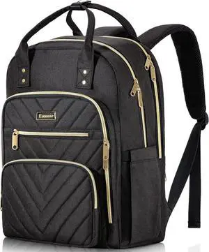 Travel Backpack for Women, 15.6in Laptop Backpack, Quilted College Bookbag | Cute Work Backpacks, Water Resistant, Black Travel Backpack for Women, 15.6in Laptop Backpack, Quilted College Bookbag | Cute Work Backpacks, Water Resistant, Black