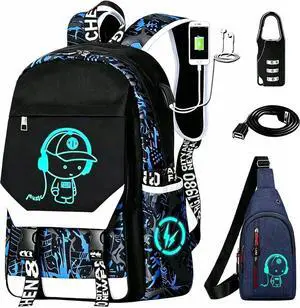 Anime Backpack Luminous Backpack.Cool Backpacks15.6 in Large capacity Laptopeight Backpack.with.Security Lock.Travel backpack.USB Port.Travel Backpack.Anti Theft Backpack.Cool Backpackblue Anime Backpack Luminous Backpack.Cool Backpacks15.6 in Large capacity Laptopeight Backpack.with.Security Lock.Travel backpack.USB Port.Travel Backpack.Anti Theft Backpack.Cool Backpackblue