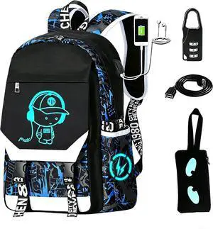 Anime Luminous Backpack Waterproof.Cool Backpacks15.6 in Large capacity Laptopeight Backpack.with USBChargingHeadphones Port.Luminous Backpack.Security Lock Anime Luminous Backpack Waterproof.Cool Backpacks15.6 in Large capacity Laptopeight Backpack.with USBChargingHeadphones Port.Luminous Backpack.Security Lock