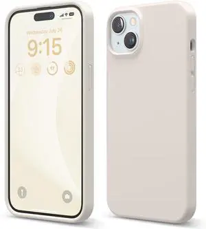 elago Premium Liquid Silicone Case for iPhone 15 Plus Stone | Full Body Protective Cover, Shockproof, Slim Design, Anti-Scratch Soft Microfiber Lining (Stone) elago Premium Liquid Silicone Case for iPhone 15 Plus Stone | Full Body Protective Cover, Shockproof, Slim Design, Anti-Scratch Soft Microfiber Lining (Stone)