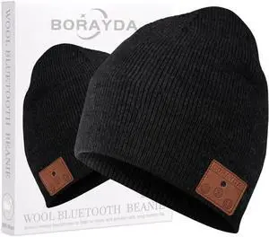 BORAYDA Merino Wool Bluetooth Beanie, HD Stereo,30 Hours Play Time,Built-in Microphone, Men's/Women's Christmas Electronic Gift (Black) BORAYDA Merino Wool Bluetooth Beanie, HD Stereo,30 Hours Play Time,Built-in Microphone, Men's/Women's Christmas Electronic Gift (Black)