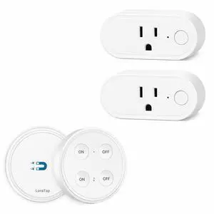 LoraTap Wireless Outlet (2 Pack) - Ergonomic Round Remote (Comfort Grip!) + Magnetic Wall Base - Stick & Grab, No Wall Damage - 15A/1875W 100ft Range - Control for Hard-to-Reach Sockets LoraTap Wireless Outlet (2 Pack) - Ergonomic Round Remote (Comfort Grip!) + Magnetic Wall Base - Stick & Grab, No Wall Damage - 15A/1875W 100ft Range - Control for Hard-to-Reach Sockets