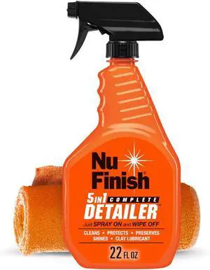 5-in-1 Complete Detailer Spray with Towel by Nu Finish, Preserves and Protects Car Detailing, Includes 1 Microfiber Towel, 22 Oz Spray 5-in-1 Complete Detailer Spray with Towel by Nu Finish, Preserves and Protects Car Detailing, Includes 1 Microfiber Towel, 22 Oz Spray