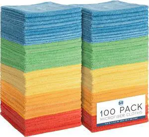 S&T INC. Microfiber Cleaning Cloth, 100 Pack, 11.5" x 11.5" | Bulk Cleaning Cloth for Home and Car, Reusable and Multi-Purpose Cleaning Rags for Business, Machine Washable S&T INC. Microfiber Cleaning Cloth, 100 Pack, 11.5" x 11.5" | Bulk Cleaning Cloth for Home and Car, Reusable and Multi-Purpose Cleaning Rags for Business, Machine Washable