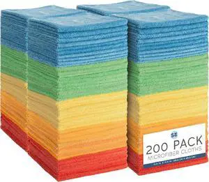 S&T INC. Microfiber Cleaning Cloth, 200 Pack, 11.5" x 11.5" | Bulk Cleaning Cloth for Home and Car, Reusable and Multi-Purpose Cleaning Rags for Business, Machine Washable S&T INC. Microfiber Cleaning Cloth, 200 Pack, 11.5" x 11.5" | Bulk Cleaning Cloth for Home and Car, Reusable and Multi-Purpose Cleaning Rags for Business, Machine Washable