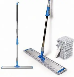 24 in Microfiber Wet & Dry Mops Heavy Duty Commercial Flat Floor Mop | Large Mops for Floor Cleaning Adjustable Handle with 4 Washable Mop Clothes 24 in Microfiber Wet & Dry Mops Heavy Duty Commercial Flat Floor Mop | Large Mops for Floor Cleaning Adjustable Handle with 4 Washable Mop Clothes