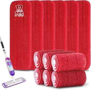 12Pack Microfiber Mop Pads,Reusable and Washable Spray Mop Pads, Red | 18x 6 Inch, Wet and Dry Household Mop Pad Replacement, Set of 12(Red) 12Pack Microfiber Mop Pads,Reusable and Washable Spray Mop Pads, Red | 18x 6 Inch, Wet and Dry Household Mop Pad Replacement, Set of 12(Red)