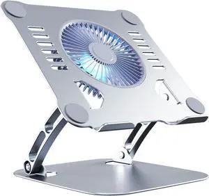 SHUWEI Laptop Cooling Stand with 3 Speed Fan, Adjustable Height Laptop Stand for Desk, Ergonimic Aluminum Laptop Cooling Pad for 10-15'' Notebook - Silver SHUWEI Laptop Cooling Stand with 3 Speed Fan, Adjustable Height Laptop Stand for Desk, Ergonimic Aluminum Laptop Cooling Pad for 10-15'' Notebook - Silver