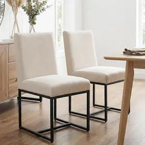 HNY Modern Dining Chairs Set of 2, Upholstered Linen Dining Room Chairs with Ergonomic Back & Metal Frame for Home, Kitchen, Apartment, Cream HNY Modern Dining Chairs Set of 2, Upholstered Linen Dining Room Chairs with Ergonomic Back & Metal Frame for Home, Kitchen, Apartment, Cream