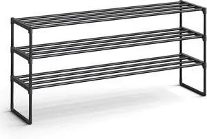 SONGMICS Shoe Rack, 3-Tier Shoe Organizer, Metal Storage Shelf, Upright or Upside Down, for 20-24 Pairs, Stackable, for Entryway, 11.8 x 46.1 x 21.7 Inches, Black ULSA033B01 SONGMICS Shoe Rack, 3-Tier Shoe Organizer, Metal Storage Shelf, Upright or Upside Down, for 20-24 Pairs, Stackable, for Entryway, 11.8 x 46.1 x 21.7 Inches, Black ULSA033B01