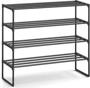 SONGMICS Shoe Rack, 4-Tier Shoe Organizer, Metal Storage Shelf, Upright or Upside Down, for 20-25 Pairs, Stackable, for Entryway, 11.8 x 36.2 x 29.1 Inches, Black ULSA14BK SONGMICS Shoe Rack, 4-Tier Shoe Organizer, Metal Storage Shelf, Upright or Upside Down, for 20-25 Pairs, Stackable, for Entryway, 11.8 x 36.2 x 29.1 Inches, Black ULSA14BK