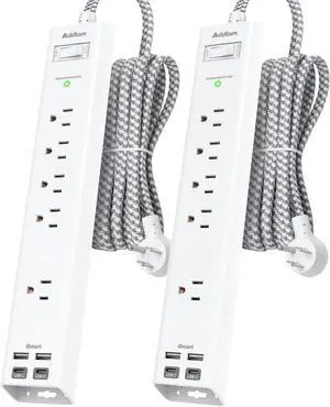 2 Pack Surge Protector Power Strip -6ft Extension Cord, 5 Outlets 4 USB | 2 USB C Charging Ports, 1875W/15A, Flat Plug, 1080J Overload Protection Wall Mount for Home Office Dorm Room Essentials 2 Pack Surge Protector Power Strip -6ft Extension Cord, 5 Outlets 4 USB | 2 USB C Charging Ports, 1875W/15A, Flat Plug, 1080J Overload Protection Wall Mount for Home Office Dorm Room Essentials