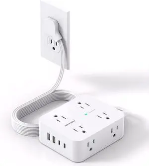 Surge Protector Power Strip, HANYCONY Extension Cord with Multiple Outlets | 5 Ft Ultra Thin Flat Plug 8 Outlets 4 USB Ports(2USB C), 1080J Outlet Extender for Home Office College Dorm Room Essentials Surge Protector Power Strip, HANYCONY Extension Cord with Multiple Outlets | 5 Ft Ultra Thin Flat Plug 8 Outlets 4 USB Ports(2USB C), 1080J Outlet Extender for Home Office College Dorm Room Essentials