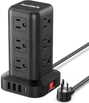 Extension Cord with Multiple Outlets, SMALLRT Power Strip Tower, Outlet Extender with 12 AC Outlets 4 USB, 6.5FT Extension Cord for Home Dorm Room, Office Supplies,Overload Protection Extension Cord with Multiple Outlets, SMALLRT Power Strip Tower, Outlet Extender with 12 AC Outlets 4 USB, 6.5FT Extension Cord for Home Dorm Room, Office Supplies,Overload Protection