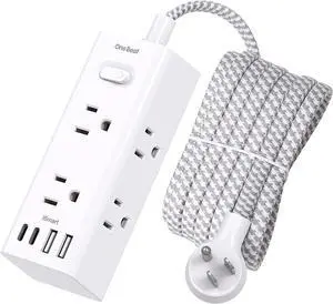 10 Ft Power Strip Surge Protector - One Beat 10ft Extension Cord with 6 Widely Outlets 4 USB Ports (2 USB C), Wall Mount Outlet Extender, Flat Plug Power Strip for Travel Home Office College Dorm Room 10 Ft Power Strip Surge Protector - One Beat 10ft Extension Cord with 6 Widely Outlets 4 USB Ports (2 USB C), Wall Mount Outlet Extender, Flat Plug Power Strip for Travel Home Office College Dorm Room