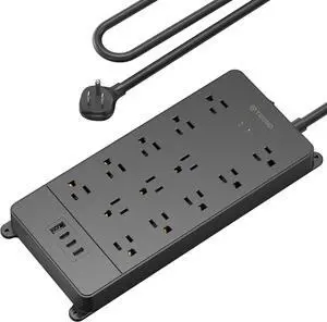 TROND Surge Protector Power Strip 5ft Cord, 4000J, 4 USB, ETL Listed, Black | 13 Widely-Spaced Outlets Expansion with USB C Ports, Low-Profile Flat Plug, Wall Mount, Extension Cord, 14AWG Heavy Duty TROND Surge Protector Power Strip 5ft Cord, 4000J, 4 USB, ETL Listed, Black | 13 Widely-Spaced Outlets Expansion with USB C Ports, Low-Profile Flat Plug, Wall Mount, Extension Cord, 14AWG Heavy Duty
