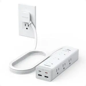 TESSAN Surge Protector Power Strip with 1050J Protection, 6 Ft, Grey | 9 Outlets with 4 USB (2 USB C), Flat Plug Extension Cord, 20W Multiple Charging Station for Home, Office, College Dorm Room TESSAN Surge Protector Power Strip with 1050J Protection, 6 Ft, Grey | 9 Outlets with 4 USB (2 USB C), Flat Plug Extension Cord, 20W Multiple Charging Station for Home, Office, College Dorm Room