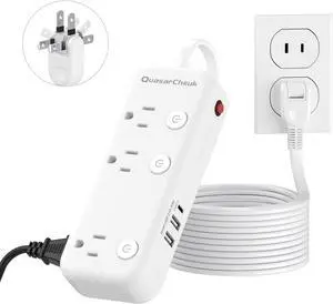 2 Prong Extension Cord with 6 Outlets 3 USB, 5FT Surge Protector, Old House | 1875W, 2 Prong to 3 Prong Outlet Adapter, Rotating Plug, USB-C(15.5W), Polarized, Non Grounded, Multi Plug 2 Prong Extension Cord with 6 Outlets 3 USB, 5FT Surge Protector, Old House | 1875W, 2 Prong to 3 Prong Outlet Adapter, Rotating Plug, USB-C(15.5W), Polarized, Non Grounded, Multi Plug