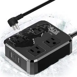 Outdoor Waterproof Power Strip 4 Outlets 3USB 6FT Switch Patio Garden ETL | IPX6 weatherproof for deck & Christmas lights. Wide spacing outlets, overload, wall-mounted, 16AWG, flame retardant. Outdoor Waterproof Power Strip 4 Outlets 3USB 6FT Switch Patio Garden ETL | IPX6 weatherproof for deck & Christmas lights. Wide spacing outlets, overload, wall-mounted, 16AWG, flame retardant.