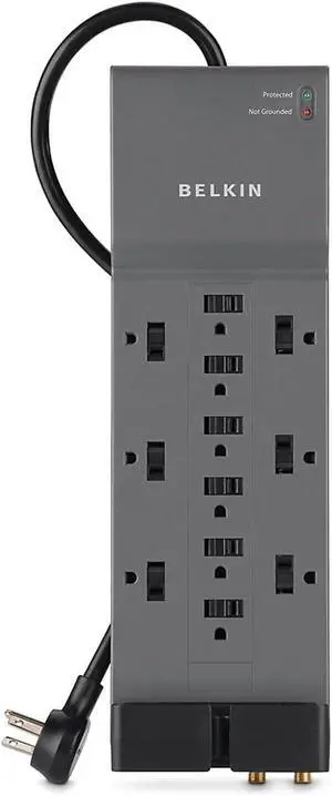 Surge Protector, 3940 Joules, 12 Outlets, 8', Gray Surge Protector, 3940 Joules, 12 Outlets, 8', Gray